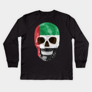 United Arab Emirates Flag Skull - Gift for Emirati With Roots From United Arab Emirates Kids Long Sleeve T-Shirt